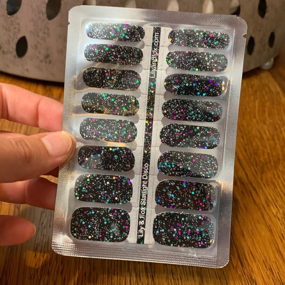 Black Nail Polish Stickers with Sparkles - Picture 3 of 4